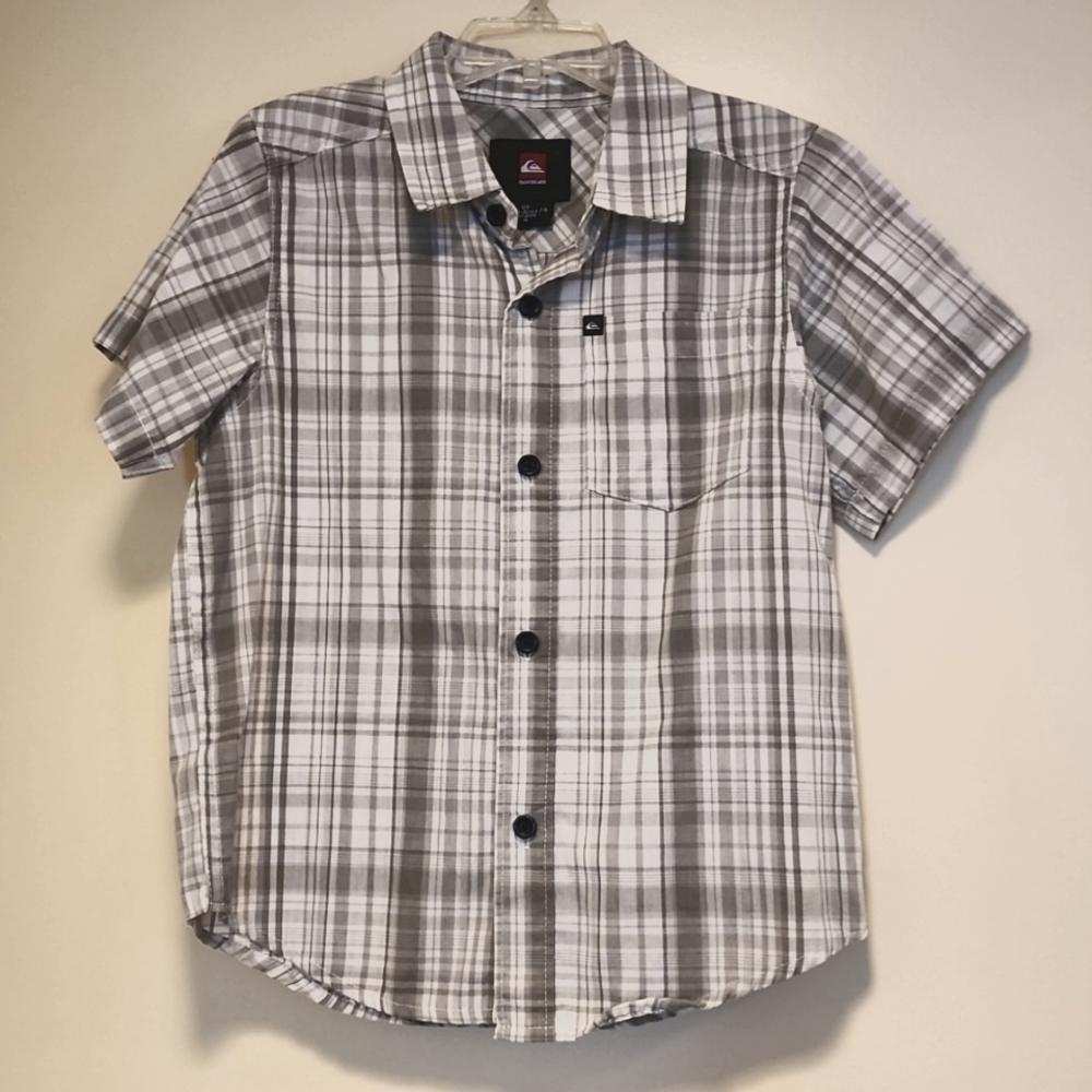 Quicksilver Boys Buttondown shirt Grey Plaid Size 6